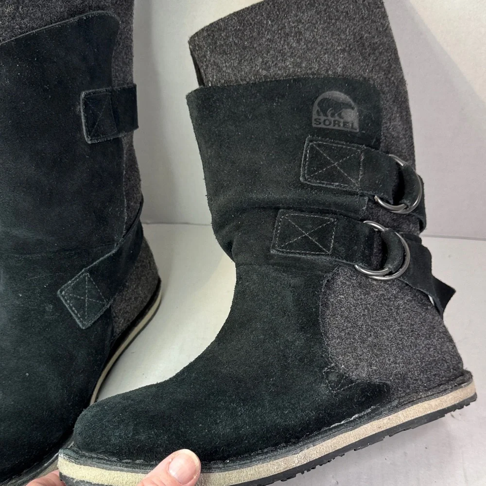SOREL Chipahko Felted Wool Buckles Leather Winter Snow Boots Boho, EU 36 Girls 4